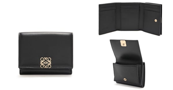 2025短夾推薦23：LOEWE亮面納帕小牛皮三摺錢包，NT$27,000