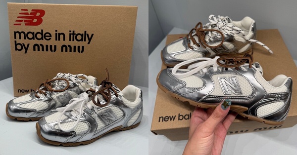 Miu Miu 2025爆款預測：New Balance X Miu Miu 530 SL 金屬色皮革和網眼運動鞋