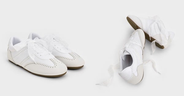 2026「平價」小白鞋推薦7：CHARLES &amp;amp;amp;amp;amp;amp; KEITH Cece 緞帶雕花休閒鞋 