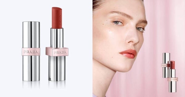 PRADA原生稜光水唇膏，色號U020 ROSSO，是展現品味與貼心的2025情人節美妝禮物