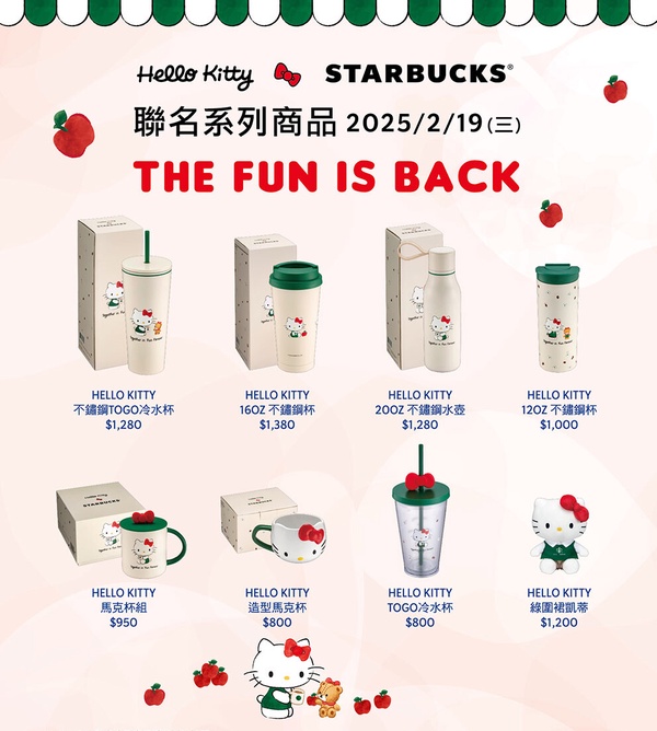 Hello Kitty粉絲收！星巴克聯名Hello Kitty系列回歸，Hello Kitty 杯緣子加價購別錯過