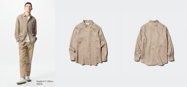 UNIQLO人氣單品3：男裝 特級亞麻襯衫(長袖)，NT$1,290