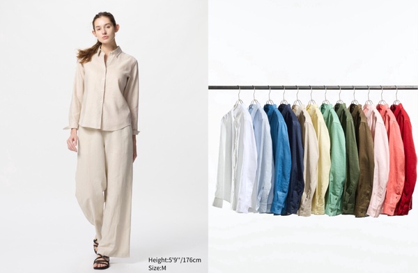 UNIQLO人氣單品4：女裝 特級亞麻襯衫(長袖)，NT$1,290