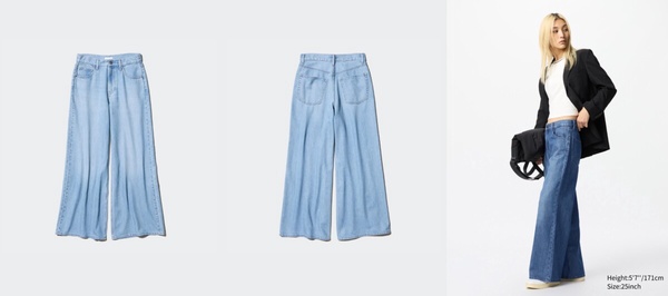 UNIQLO人氣單品8：女裝垂墜感牛仔寬褲 ，NT$1,290
