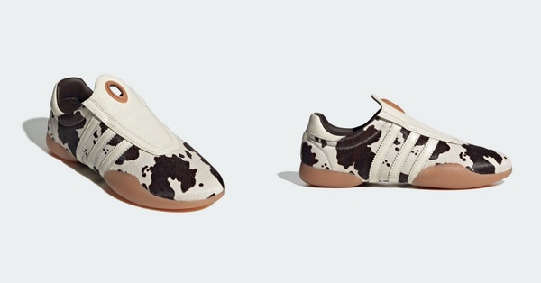 adidas Originals TAEKWONDO MEI 運動休閒鞋，Slip-On 設計方便穿脫，可愛乳牛紋為極簡設計增添亮點