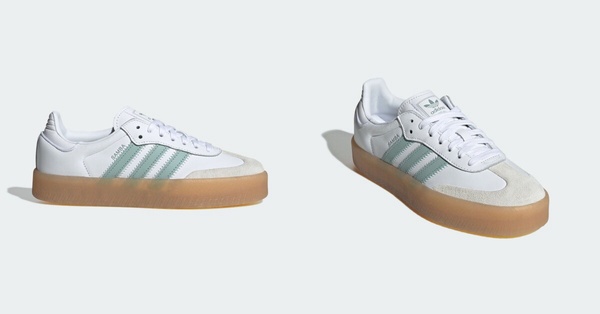 湖水綠adidas Originals SAMBAE 運動休閒鞋，為經典小白鞋增添春日氣息