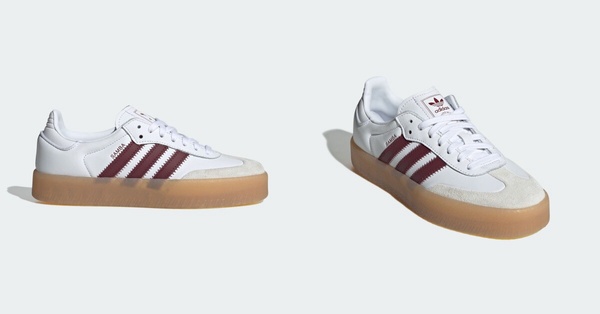 復古紅棕adidas Originals SAMBAE 運動休閒鞋，厚底設計更顯高