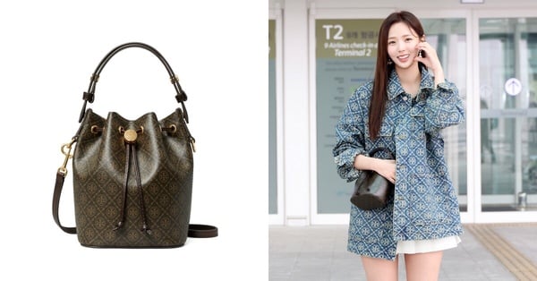 Tory Burch T Monogram 塗層帆布迷你水桶包，蔡秀彬同款。