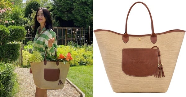 Longchamp Le Pliage 系列提籃包，金世正同款度假風提籃包。