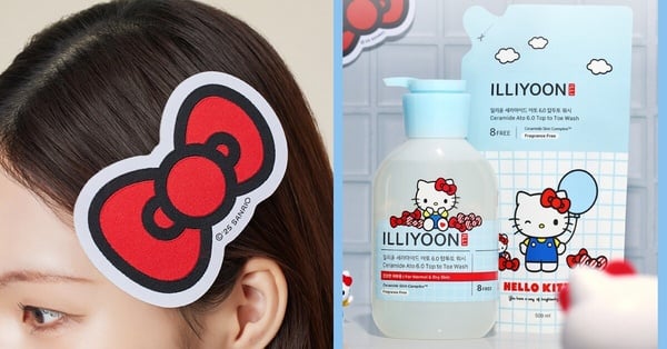ILLIYOON一理潤 Hello Kitty 限定組合，包含身體乳液、沐浴露和贈品瀏海貼