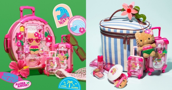 AMUSE x Hello Kitty 2025夏季限定聯名彩妝系列，水光唇釉/口紅盤/氣墊粉餅