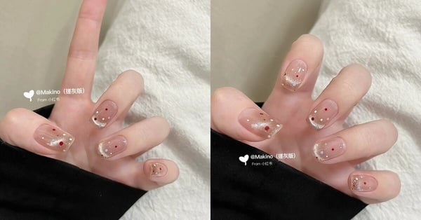 波點美甲範本5：晶透貓眼