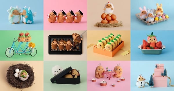 Noodoll 馬鈴薯家族生日圖鑑：一月 Dragon Spud、二月 Graduate Spud、三月 Chicken Spud、四月 Bunny Spud、五月 Grandma Spud、六月 Sausage Spud、七月 Pineapple Spud、八月 Strawberry Spud、九月 Snack Spud、十月 Dracula Spud、十一月 Grandpa Spud、十二月 Snowman Spud 