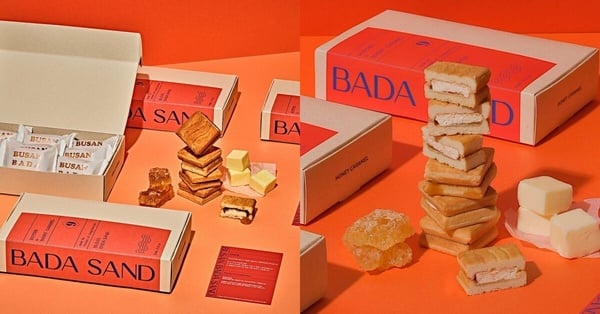 釜山必買伴手禮 Bada Sand 奶油餅乾，酥脆餅乾搭配流心內餡。