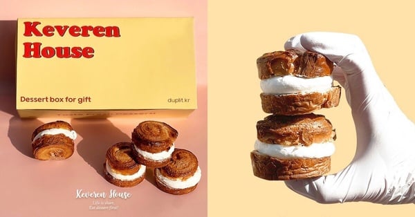 一份 Keveren House 奶油派，包含七個酥脆的奶油派和一杯蘋果醬。