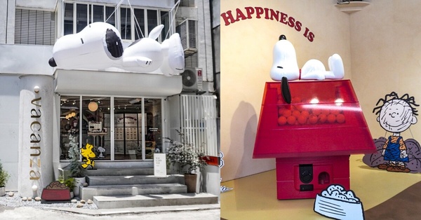 vacanza x PEANUTS™ 聯名店裝，SNOOPY 巨型氣球矗立於店門口