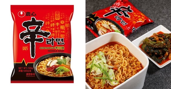 經典韓國泡麵農心辛拉麵在鍋中烹煮，加入了雞蛋與蔥花