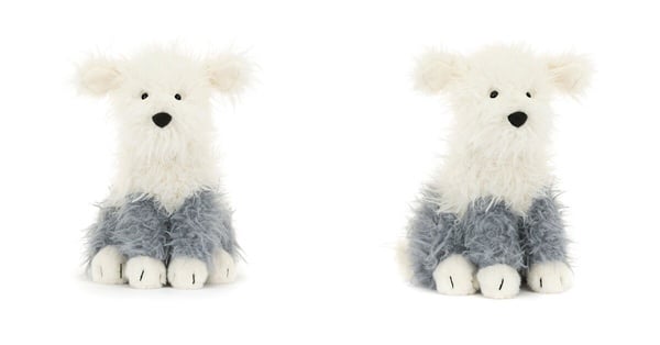 Jellycat 牧羊犬絨毛娃娃，灰白長毛，蓬鬆身軀，坐姿呆萌