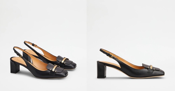 TOD'S BARRETTA 後繫帶中跟鞋 - 黑色，跟高5cm，金屬裝飾，優雅從容，適合正式場合，是高雅的精品面試鞋。(2025精品面試鞋)