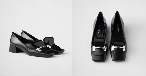PRADA 亮面皮革高跟鞋 -黑色，時尚有型，適合正式場合和通勤，是高質感的精品面試鞋。(2025精品面試鞋)