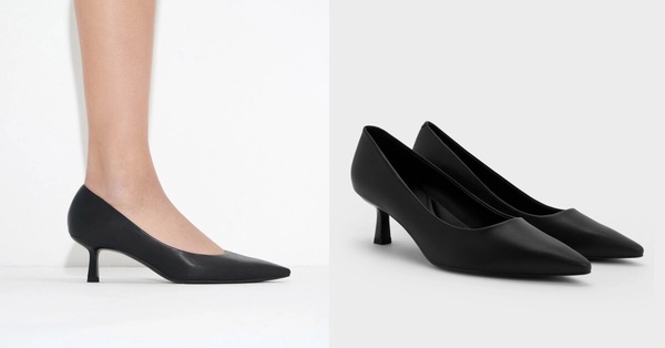 CHARLES &amp;amp;amp;amp; KEITH Emmy 黑色尖頭低跟鞋，展現優雅專業的女性面試穿搭。(2025低跟面試鞋推薦)