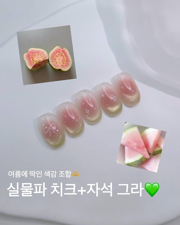 水果美甲範本：紅心芭樂