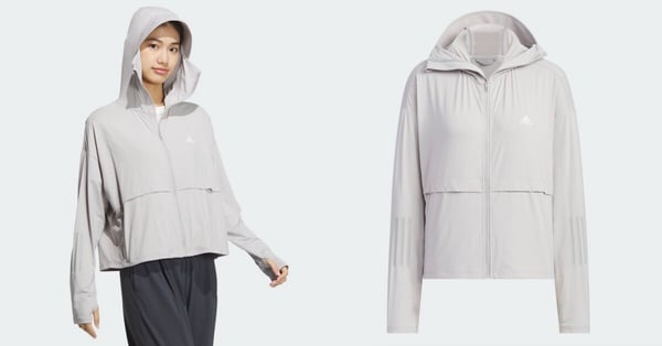  adidas 防曬連帽外套，UPF 50+ 防曬，輕盈舒適