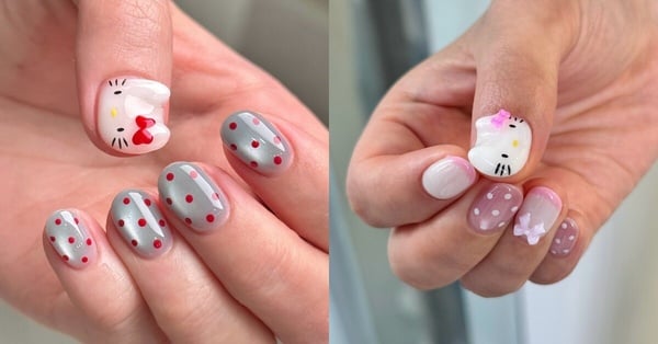 波點 Hello Kitty 美甲