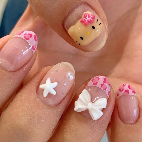 豹紋 Hello Kitty 美甲