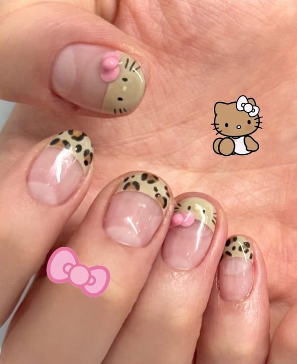 豹紋 Hello Kitty 美甲