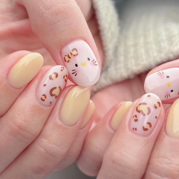 豹紋 Hello Kitty 美甲