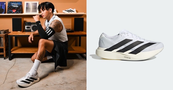 adidas ADIZERO EVO SL白色跑鞋，鞋身輕量並有紅色點綴，適合送給愛運動的爸爸當父親節禮物