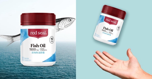red seal紅印深海魚油膠囊，紅色瓶身包裝，是守護60歲以上爸爸健康的養生父親節禮物