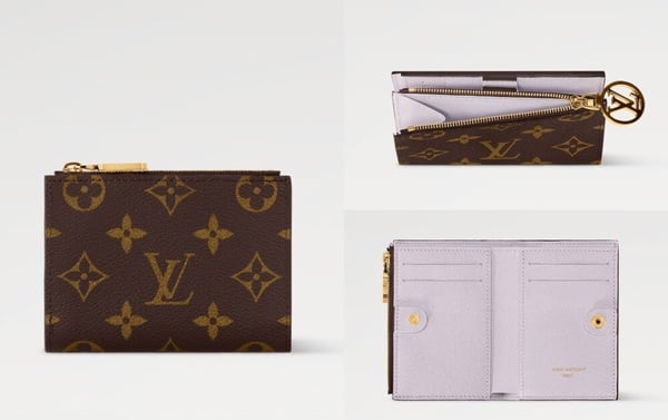 LV Lisa錢包,採用經典Monogram帆布,零錢包設計於外側並配有LV Circle拉鍊頭