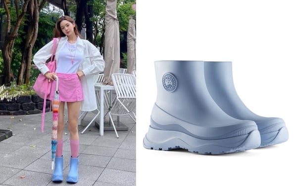 時尚名人宋智雃穿搭Canada Goose Vancouver短筒雨靴，粉嫩寶寶藍展現甜美百搭風格