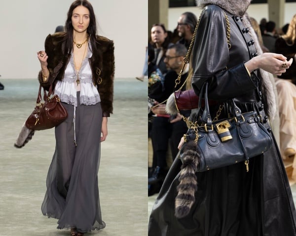 Chloé Paddington 鎖頭包 2025 新款，以溫潤的棕色水洗皮革搭配標誌性的金色鎖頭，呈現復古質感