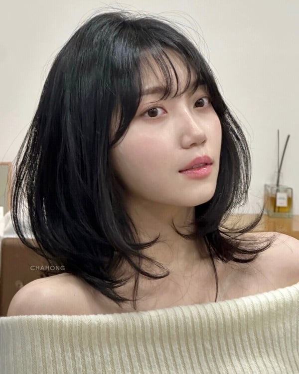鎖骨髮範本18：蓬鬆層次鎖骨髮