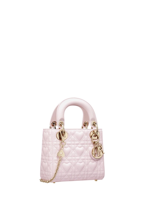 2025 七夕情人節包包推薦：Lady Dior 粉色愛心Cannage籐格紋小羊皮迷你包