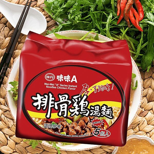 味味A排骨雞湯麵是經典台式泡麵，為台灣熱銷泡麵第六名