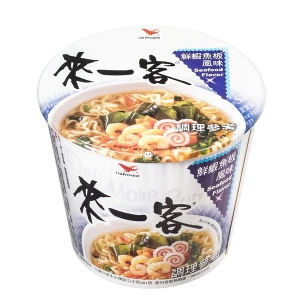 來一客鮮蝦魚板泡麵湯頭清爽，為2025泡麵排行第二名