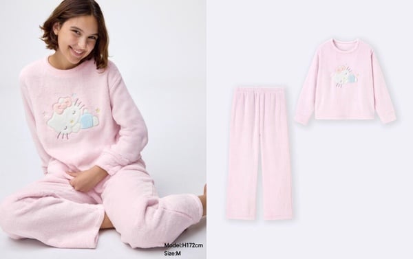 GU x 三麗鷗聯名單品推薦：珊瑚絨家居服組Sanrio1 ，NT$1,290