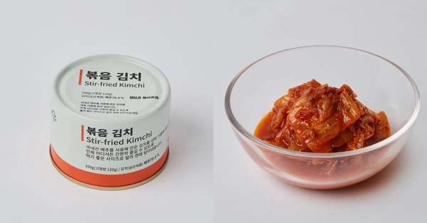 韓國無印良品限定的「炒泡菜」罐頭，真空包裝不需冷藏，是適合當作伴手禮的開胃下飯菜
