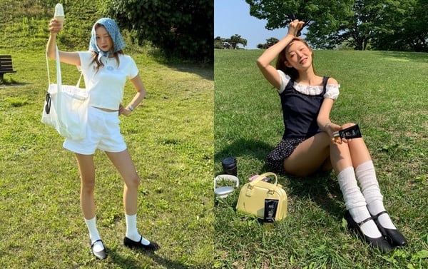 瑪莉珍鞋襪子穿搭示範2：瑪莉珍鞋＋小白襪