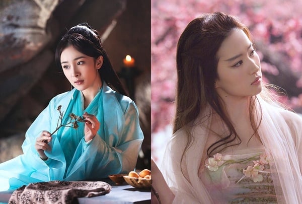 楊冪（左）在電視劇版與劉亦菲（右）在電影版《三生三世十里桃花》中，皆飾演「白淺」一角，呈現霸氣與仙氣兩種詮釋。