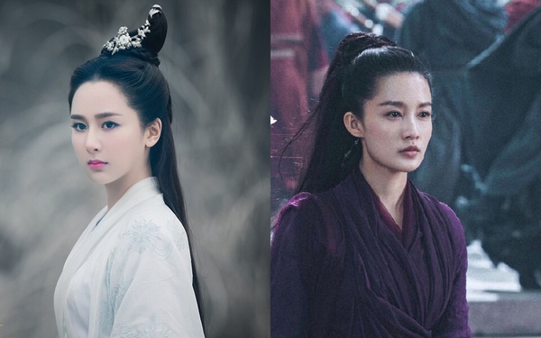 楊紫（左）在《青雲志》與李沁（右）在電影《誅仙》中飾演「陸雪琪」的造型對比。