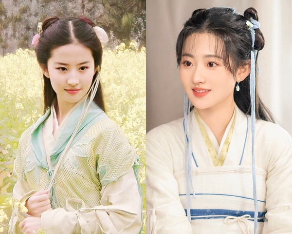 劉亦菲（左）在經典《仙劍奇俠傳》與楊雨潼（右）在新版《又見逍遙》中，共同挑戰「趙靈兒」一角。