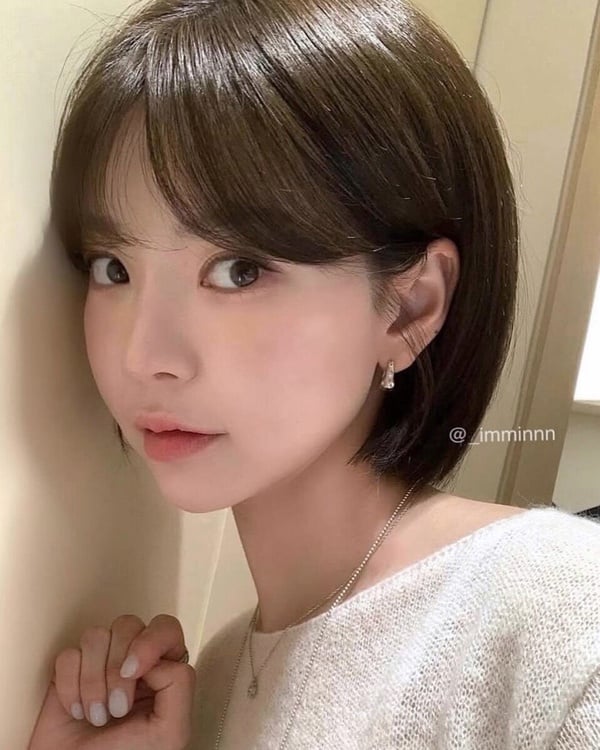 韓國短髮造型範本1：鎖骨微翹短髮