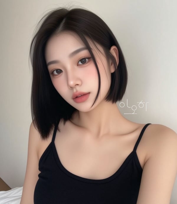 韓國短髮造型範本1：鎖骨微翹短髮