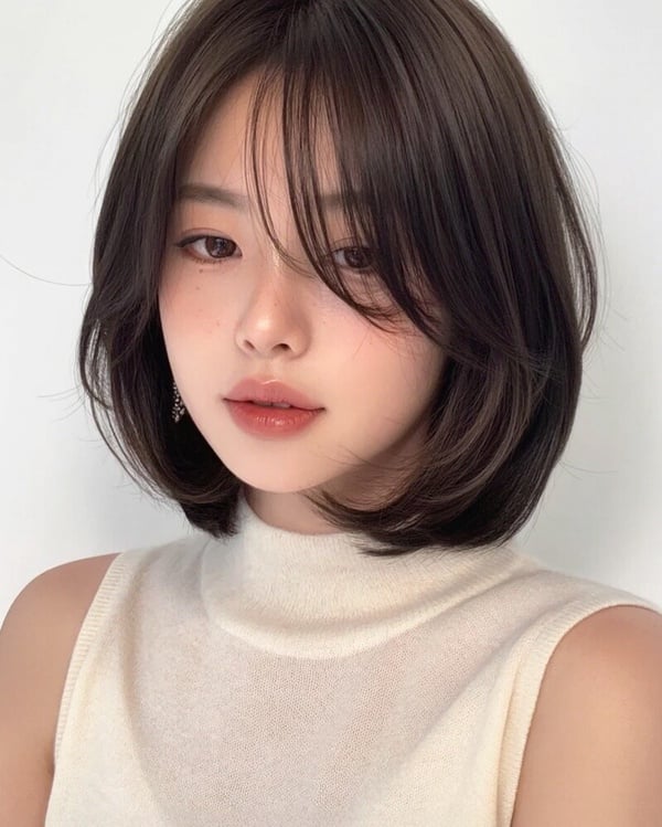 韓國短髮造型範本1：鎖骨微翹短髮