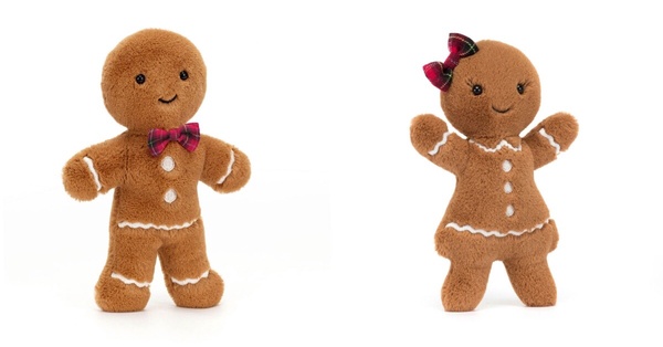 2025 Jellycat 聖誕限定必買：薑餅娃娃 Jolly Gingerbread Fred ＆ Ruby